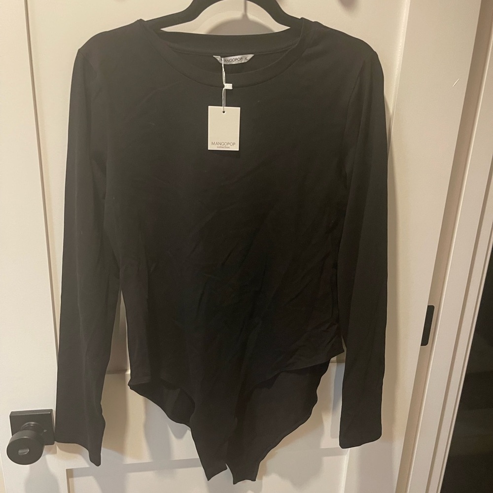 Mango Black Asymmetrical Bodysuit